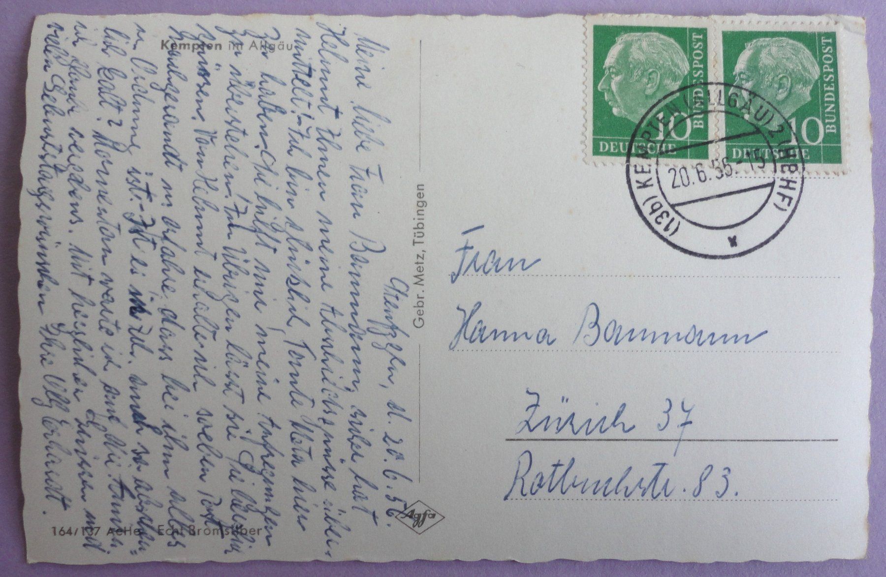Cartoline postali: Kempten mit Allgäu – Usato da Fétigny venduto da Billy2miny 1