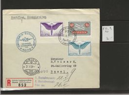 Enveloppe poste aérienne Zurich 1939 avec F9-F10-F12