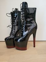 Stiefeletten Lackoptik Schnürung Plateauabsatz 