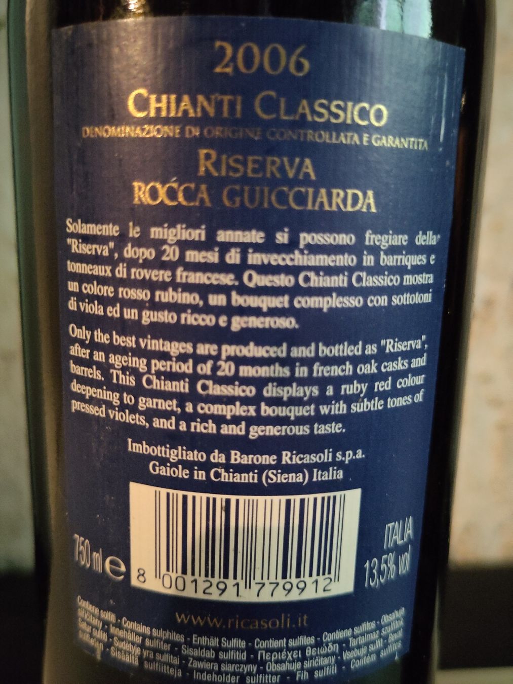 Wein: 2 FL. "Rocca Guicciarda" Chianti Classico Riserva 2006 – Neu (gemäss Beschreibung) aus Basel von Morgenmuffel 2
