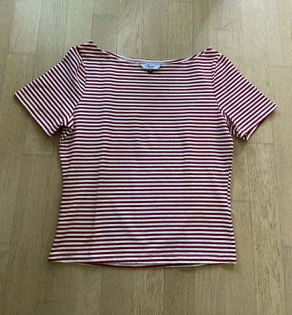 T-shirt col bateau rayé rouge/blanc BANNED RETRO XL (42)