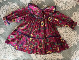 warmes Mädchen-Kleid Langarm-Röckli  Blumenmuster Gr. 92