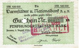 Bremen Atlas Werke 500000 Mark 03.08.1923 VZ-VZ+