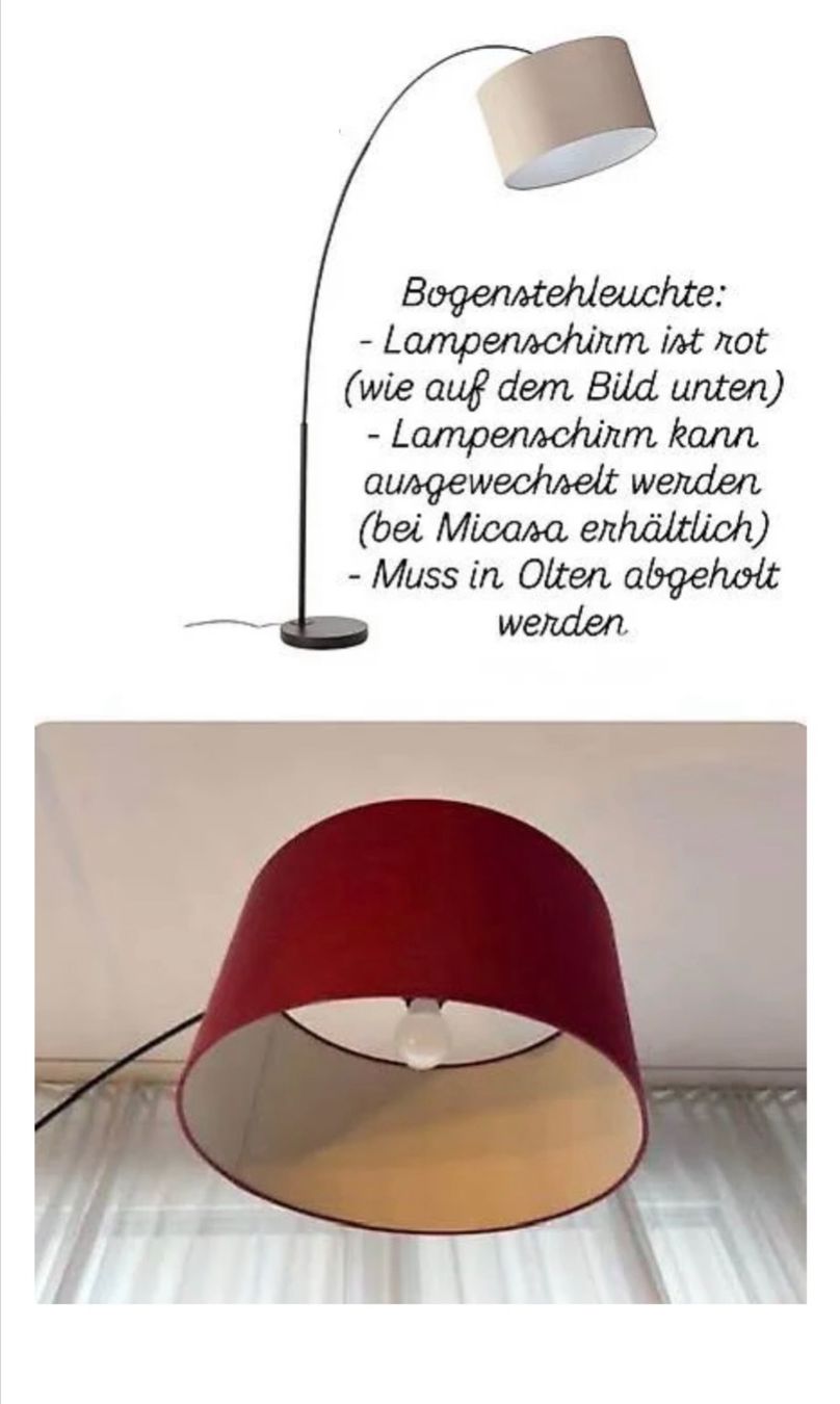 Micasa Lampade: Bogenstehleuchte Bordeaux – Usato da Olten venduto da Ta_Ny
