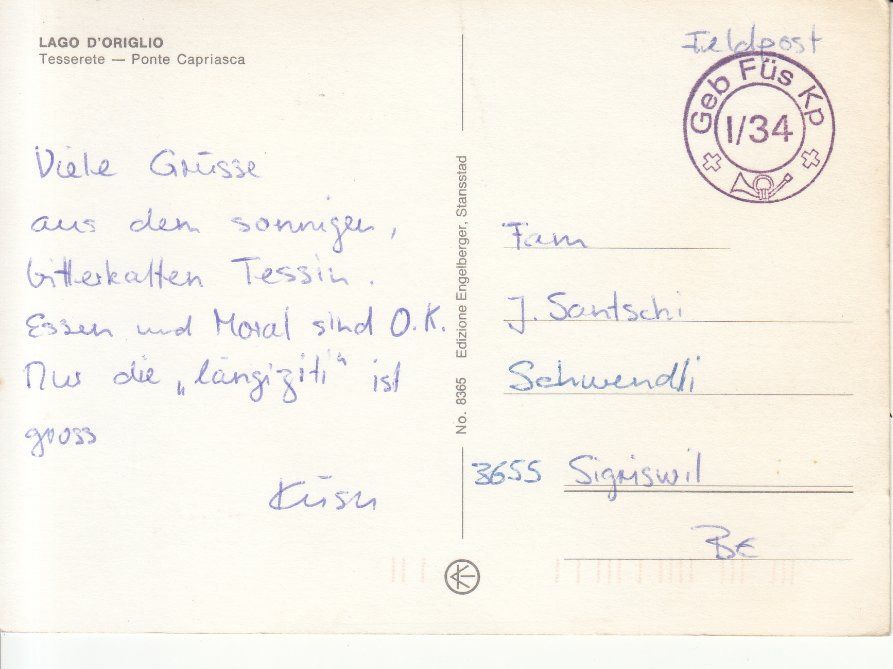 Cartoline postali: Lago d'Origlio ca. 1970 – Usato da Bürglen TG venduto da StampGraf 1