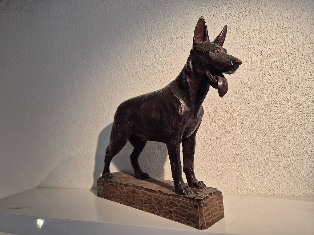 Statuette: Schäferhund Schnitzerei Holzskulptur  – Usato da Uetliburg SG venduto da Stein414 1