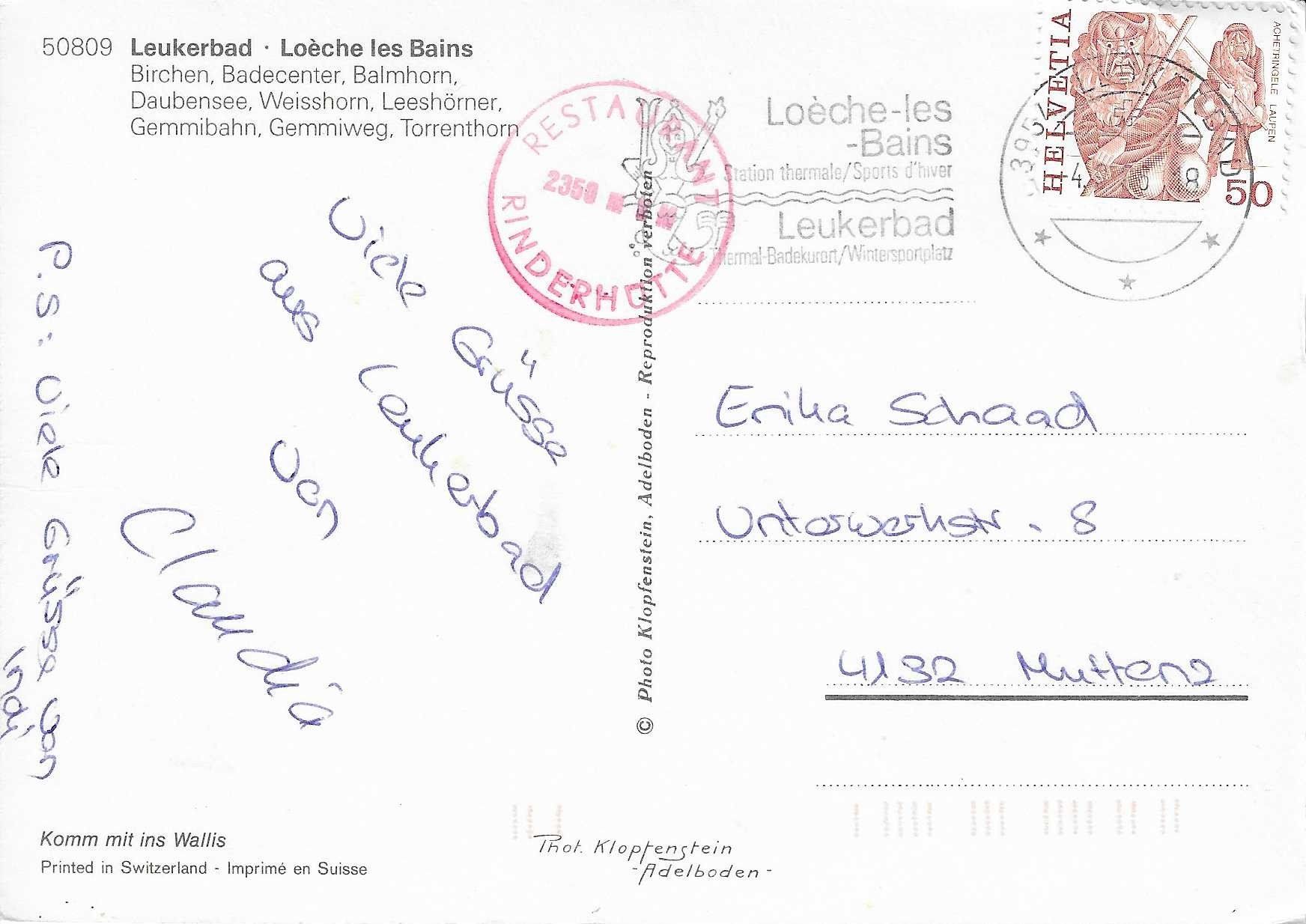 Cartoline postali: Leukerbad VS – Usato da Rothrist venduto da Stranglehold 1