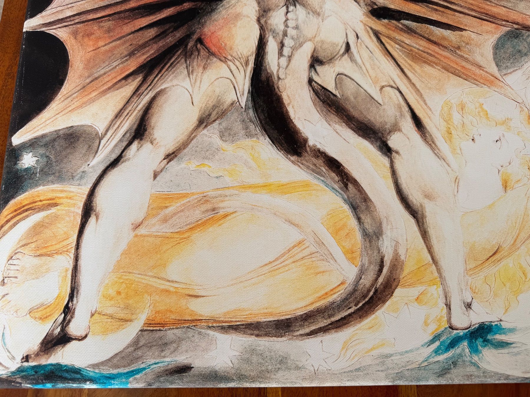 Foto & Immagini: BILD 50x60 CM, "..ROTER DRACHE ..",WILLIAM BLAKE, HOLZRAHMEN – Usato da Zürich venduto da rolo66 6