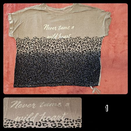 Shirt, Leoprint, grau-blau-silber, XXL, NEU