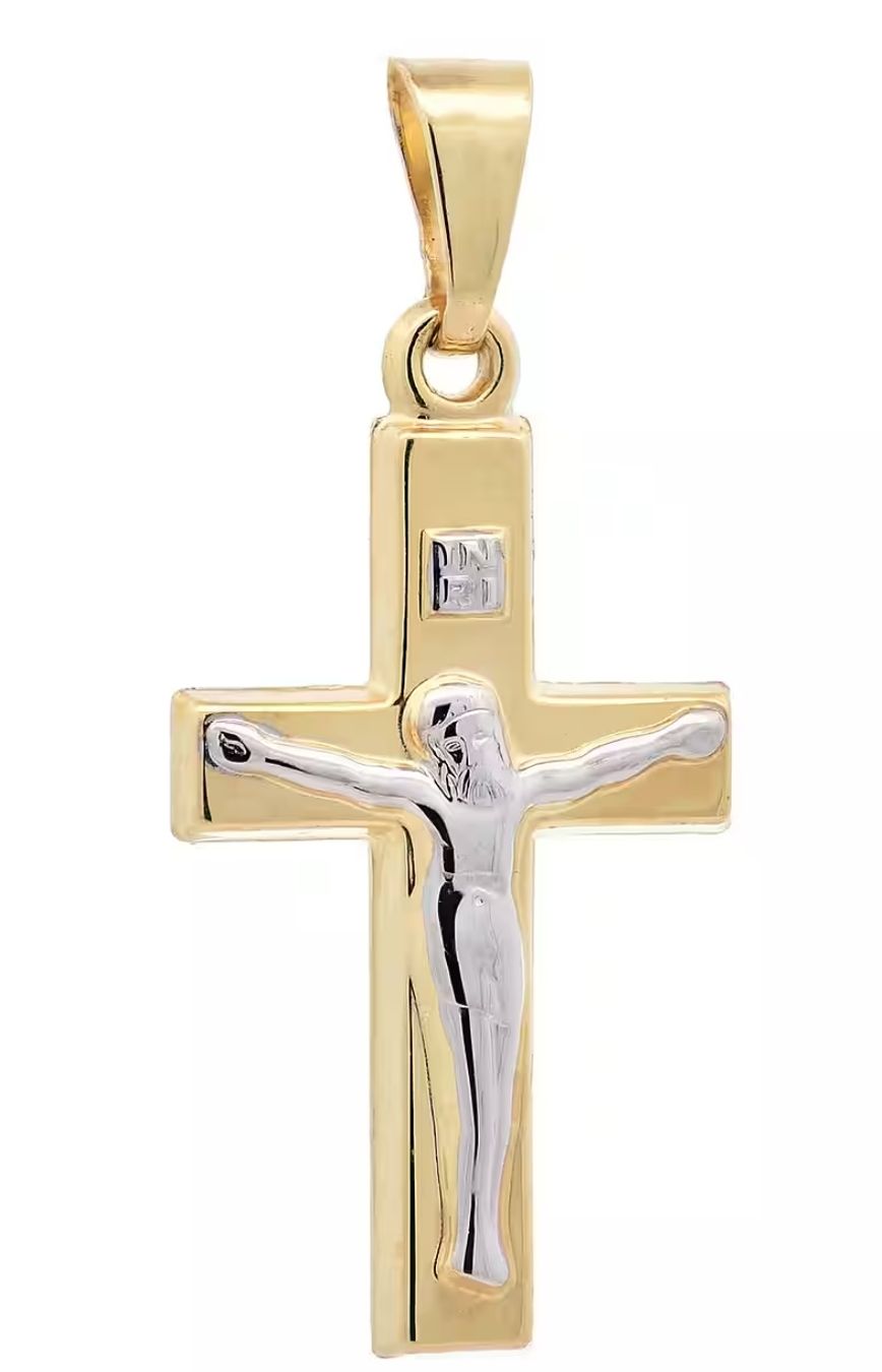 Anhänger: Anhänger Kreuz Korpus aus 333 - 8 Karat Gelbgold rhodiniert  – Neu und originalverpackt aus Hemmental von Goldwelt2 2