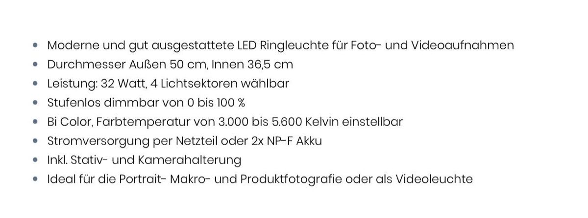 Lampade: LED-Ringleuchte Walimex pro – Usato da Bubendorf venduto da Leutwyler03 5