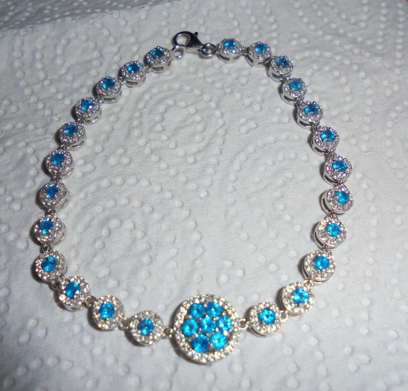 Armbänder & -reifen: Echtschmuck: Neonblauer Apatit-Silberarmband 19 cm – Neu (gemäss Beschreibung) aus Zuchwil von maumauchi 7