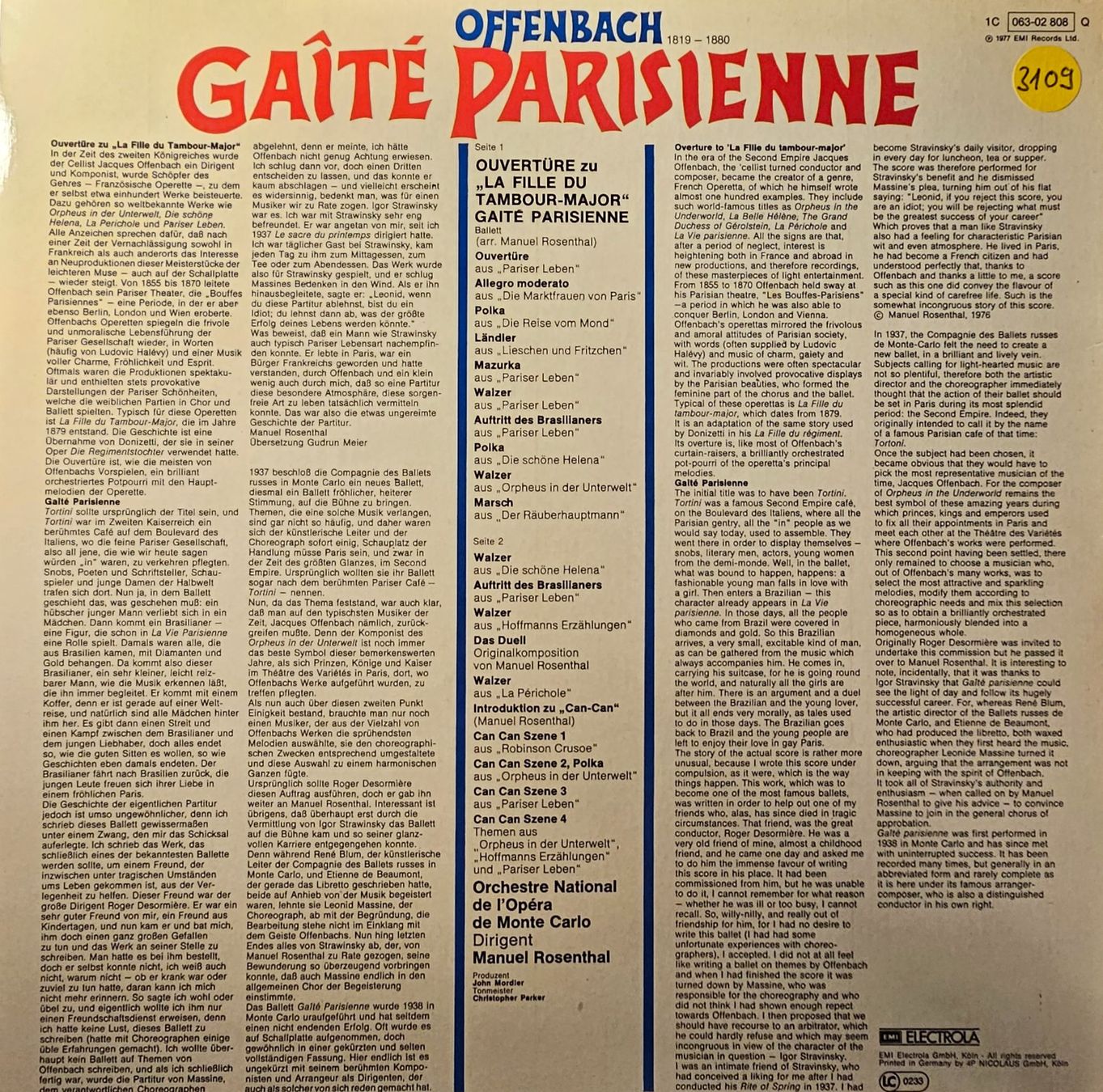 Dischi in vinile: Offenbach - Gaîté Parisienne – Usato da Wahlen b. Laufen venduto da Cg10 1