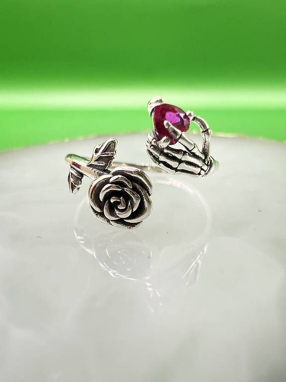 Anelli: Silberring mit Rose und Herz – Usato da Thalwil venduto da han_2b8c