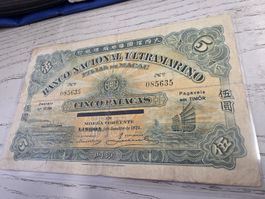 5 Patacas Timor Banco Nacional Ultramarino 1924