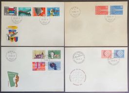 SUISSE: 4 enveloppes FDC des années 1957–1959