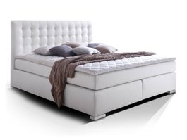 [NEU] 200X220cm ISABELL Boxspringbett Weiss Härtegrad 2