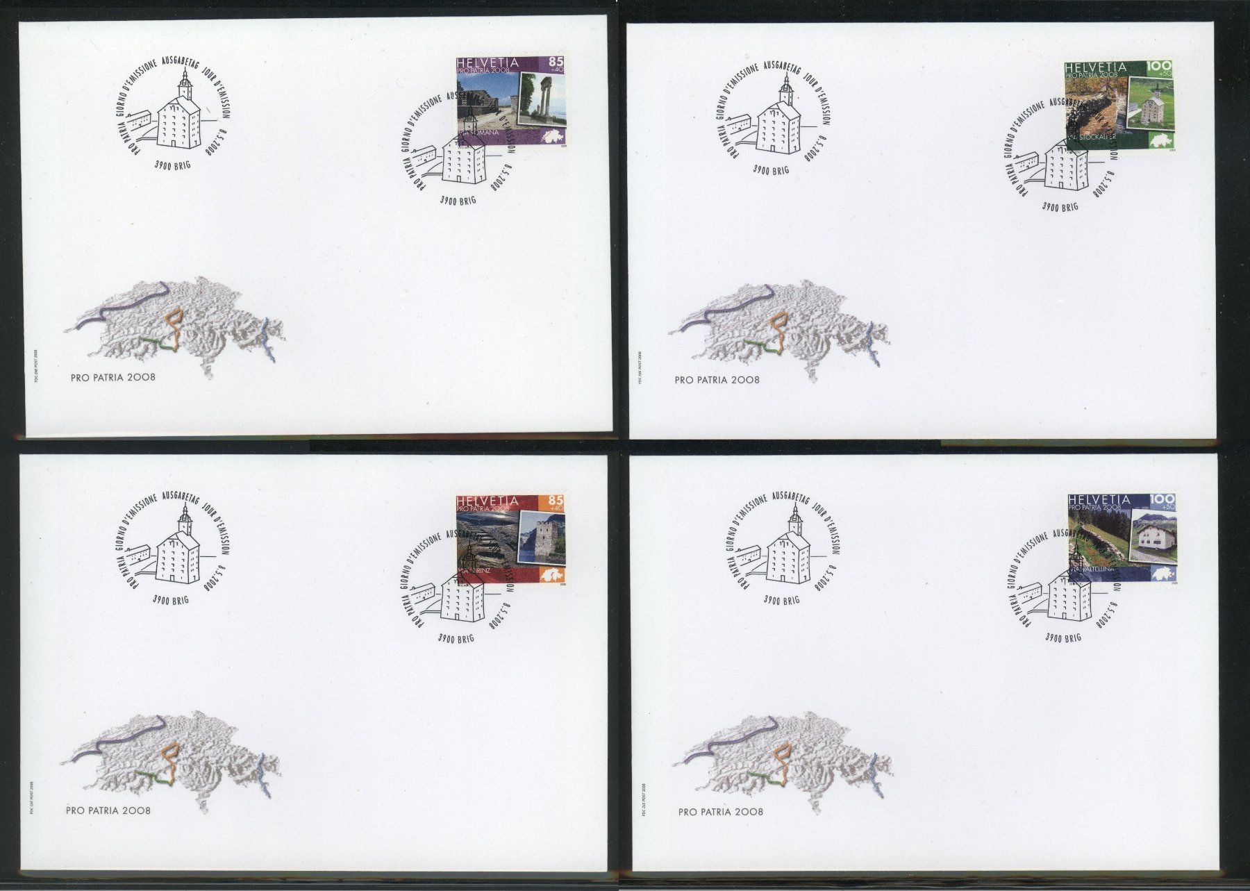Tutti i francobolli: 2008, Pro Patria, FDC, Einzelmarken – Usato da Willisau venduto da Vollstempel