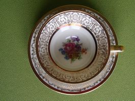Sammeltasse BAVARIA TIRSCHENREUTH Rosen Gold Sequin Dorman