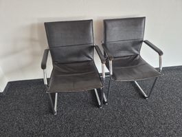 Freischwinger Stühle schwarz KunstLeder Chrom gebraucht