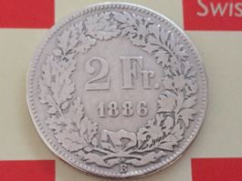 2 Franken 1886 s-ss, nur 1,0 Mio!