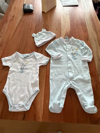 Baby Strampler Body und Mütze Set hellblau Micky Maus