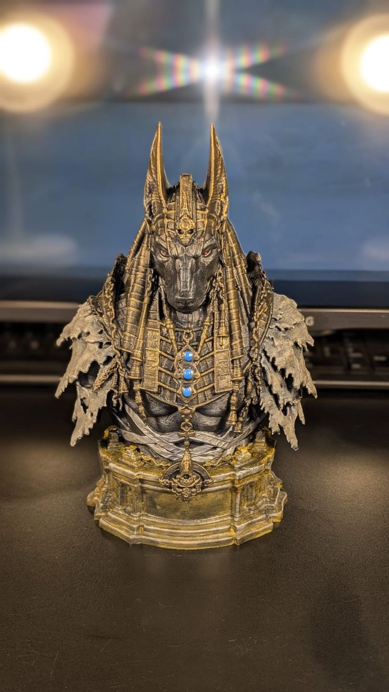Figurines: Hand Painted Anubis Bust 220mm | Egyptian Guardian | – Neuf (Voir description) à Roveredo GR par 3D_ZAGA 4