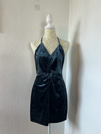 Zara ocean velvet blue dress