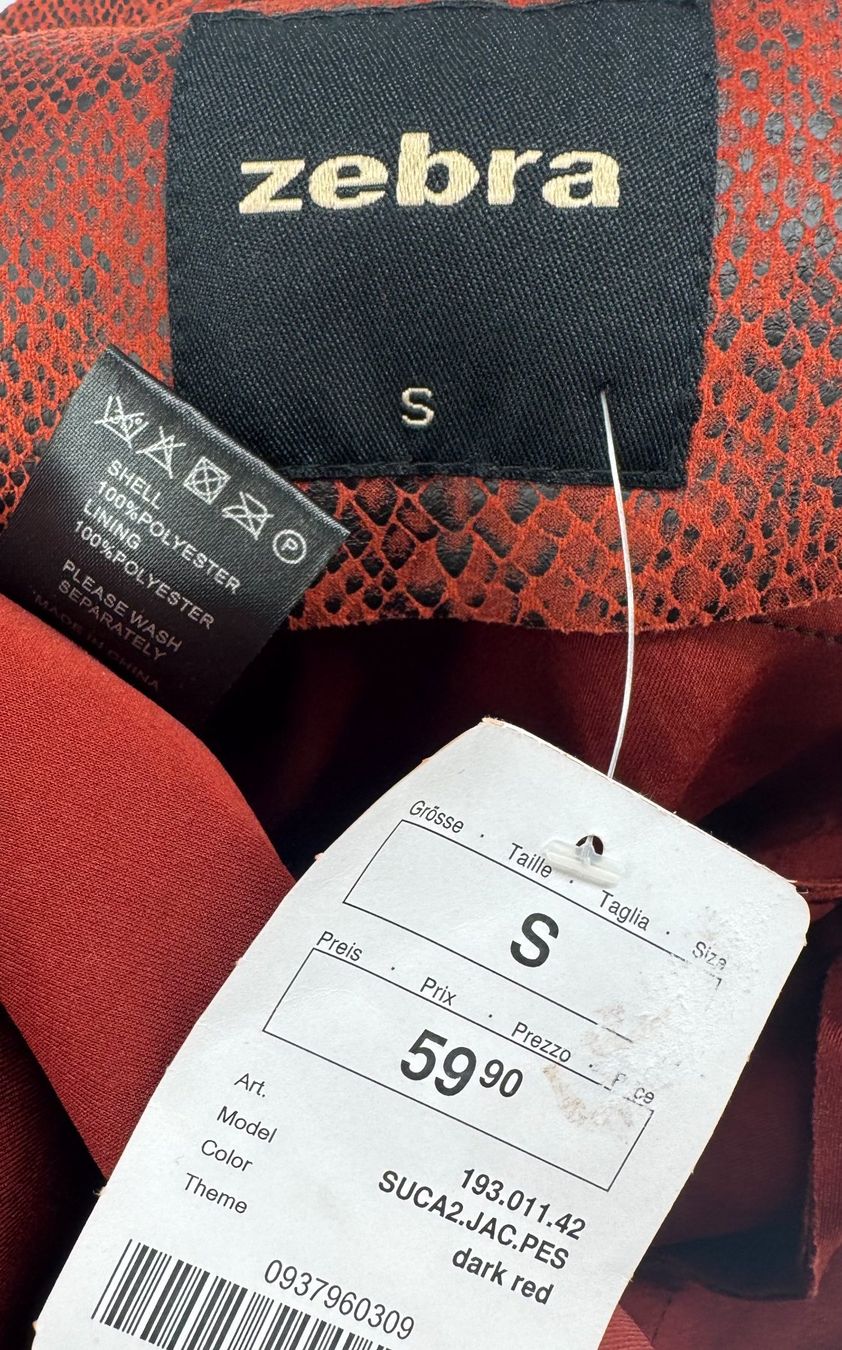 Giacche: 00's ZEBRA Blazer Simili Python Rouge & Noir, Zip Bronze, S – Usato da Lausanne venduto da PlusValue_Lausanne 7