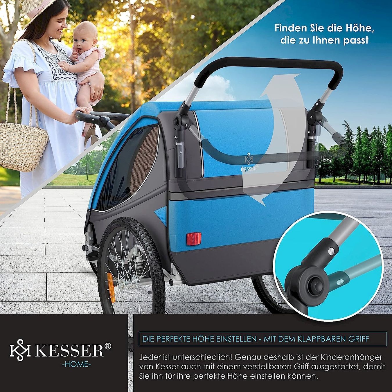Rimorchi per biciclette: Kesser Kinderanhänger 2in1 blau – Nuovo e nell'imballaggio originale da Bottighofen venduto da zaap 7