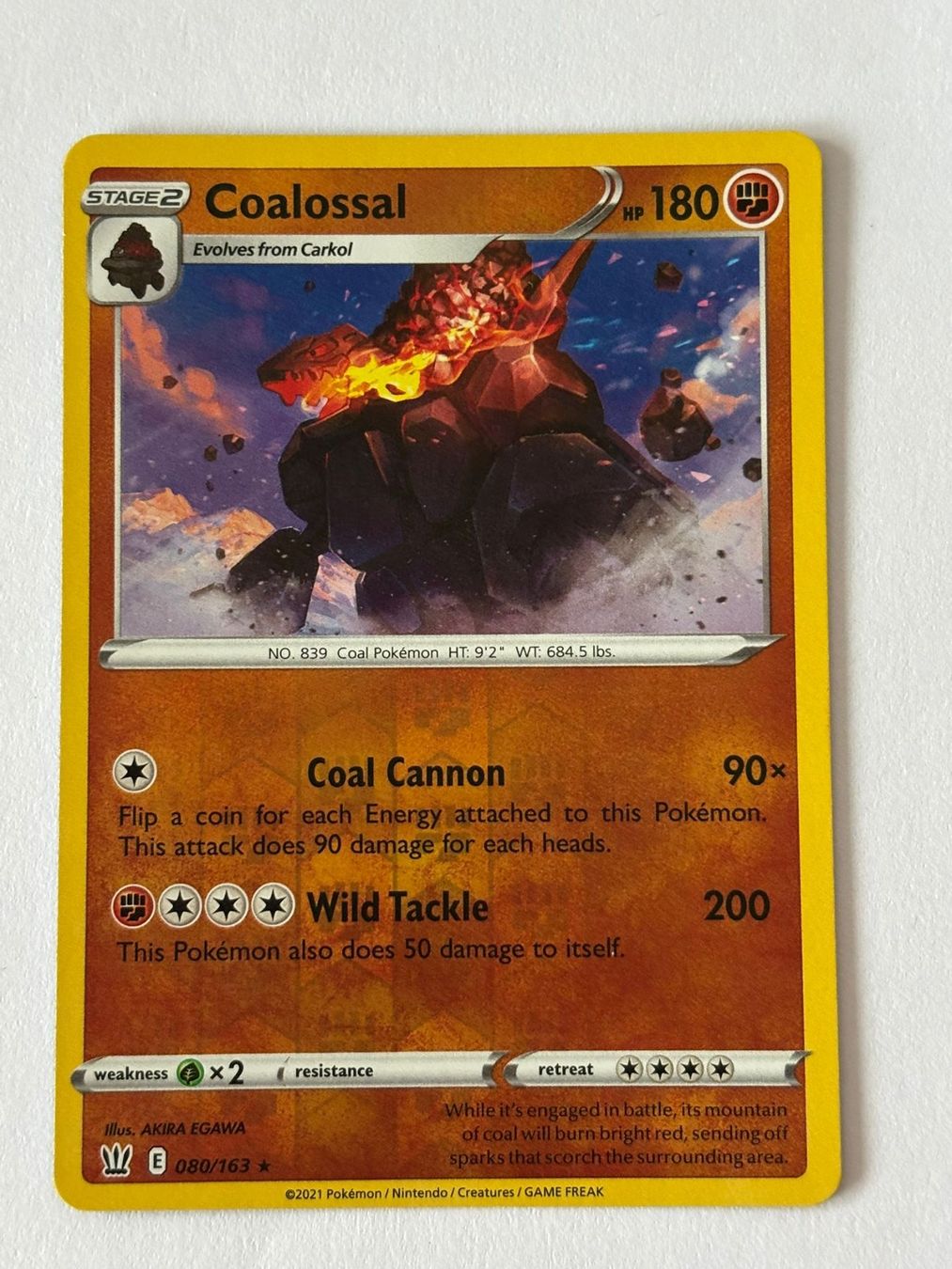 Pokémon Sammelbilder & Trading cards: Pokemon-Karte Coalossal 080/163 – Gebraucht aus Herisau von Seyashop1