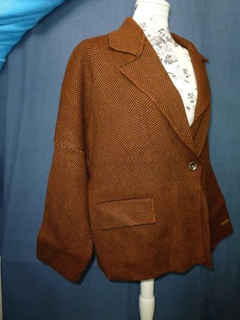 STRICKJACKE IM BLAZER STIL VISCOSE NEU XL ETIKETT BRAUN SCHW