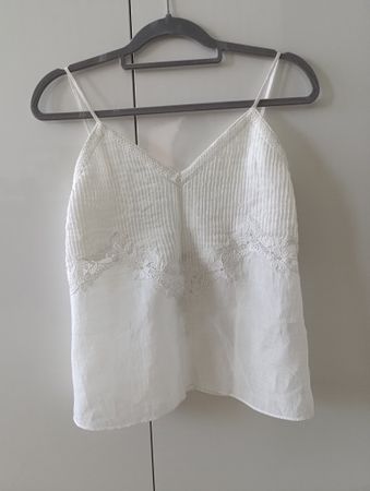 ZARA Top Trägerhemd Spitze Weiss Grösse S Neu