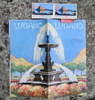 ca. 1950er Jahre Faltprospekt LUGANO mit 2 Vignetten