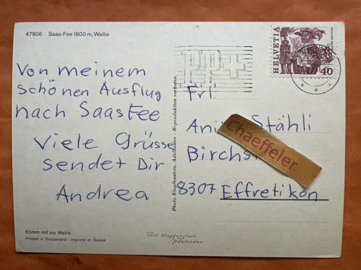 Cartoline postali: 1971 Saas Fee, Wallis.   – Usato da Zürich venduto da Chaeffeler 1
