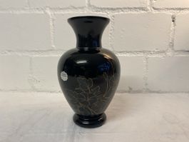 Elegante, schwarze Vase mit Golddekor - Zeitloses Design