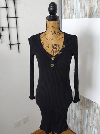 Miss Selfridge Kleid, Schwarz, Gr. 38, Strick, Knöpfe Top!