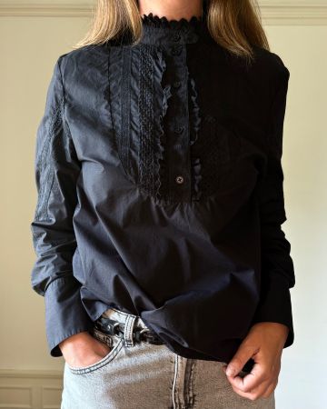 Chemise noire à jabot The Kooples, taille 3