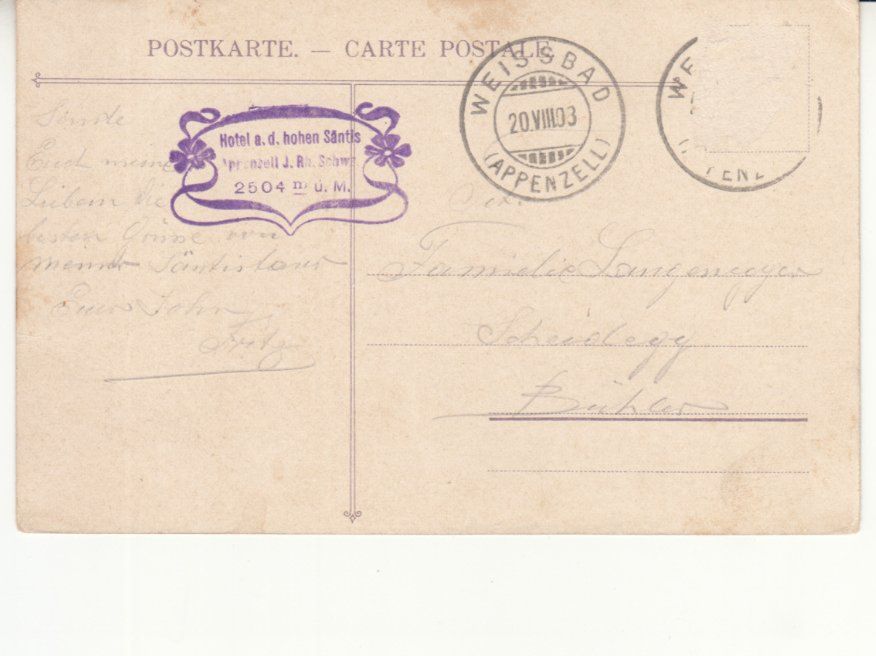 Ansichtskarten: Säntis 1908 – Gebraucht aus Bürglen TG von StampGraf 1