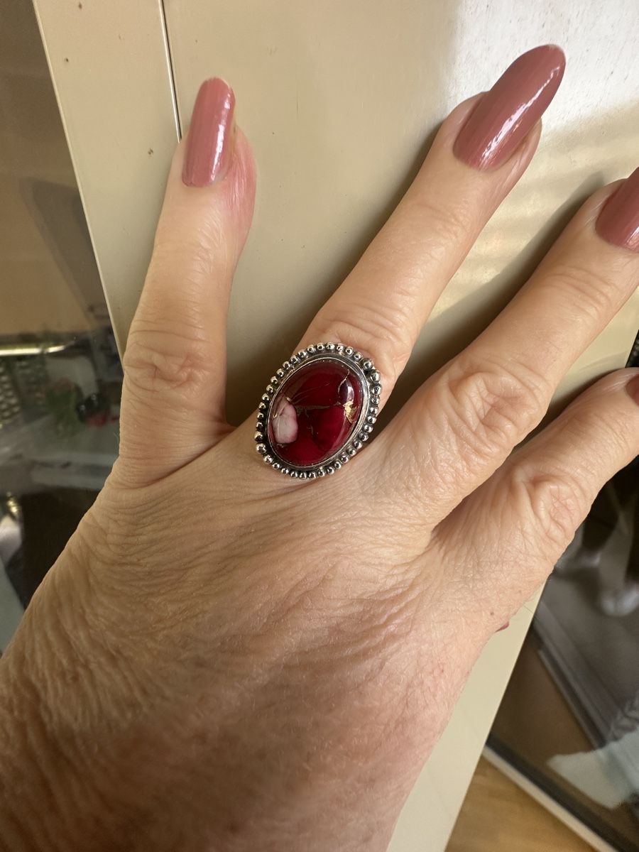 Anelli: Rote Rose Dahlie Kupfer Türkis Silber Ring – Nuovo e nell'imballaggio originale da Kriens venduto da Hortensie6 2