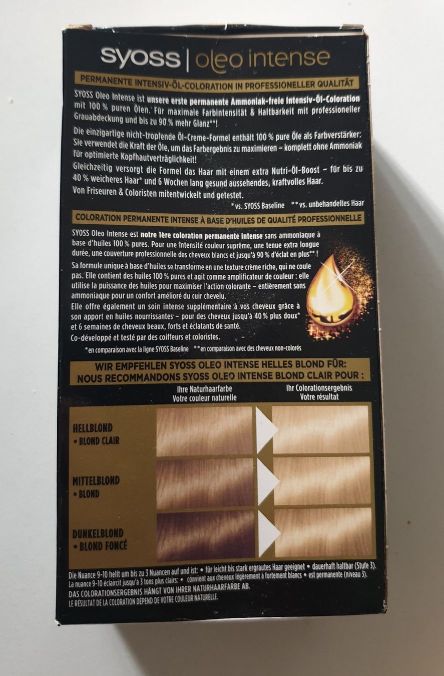 Färbemittel: Syoss Oleo Intense 9-10 Helles Blond - Neu & Original! – Neu und originalverpackt aus Reinach BL von Silvester1900 1