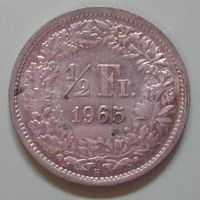 031 CH, 50 RAPPEN 1965 B, ABART, SILBER, vz