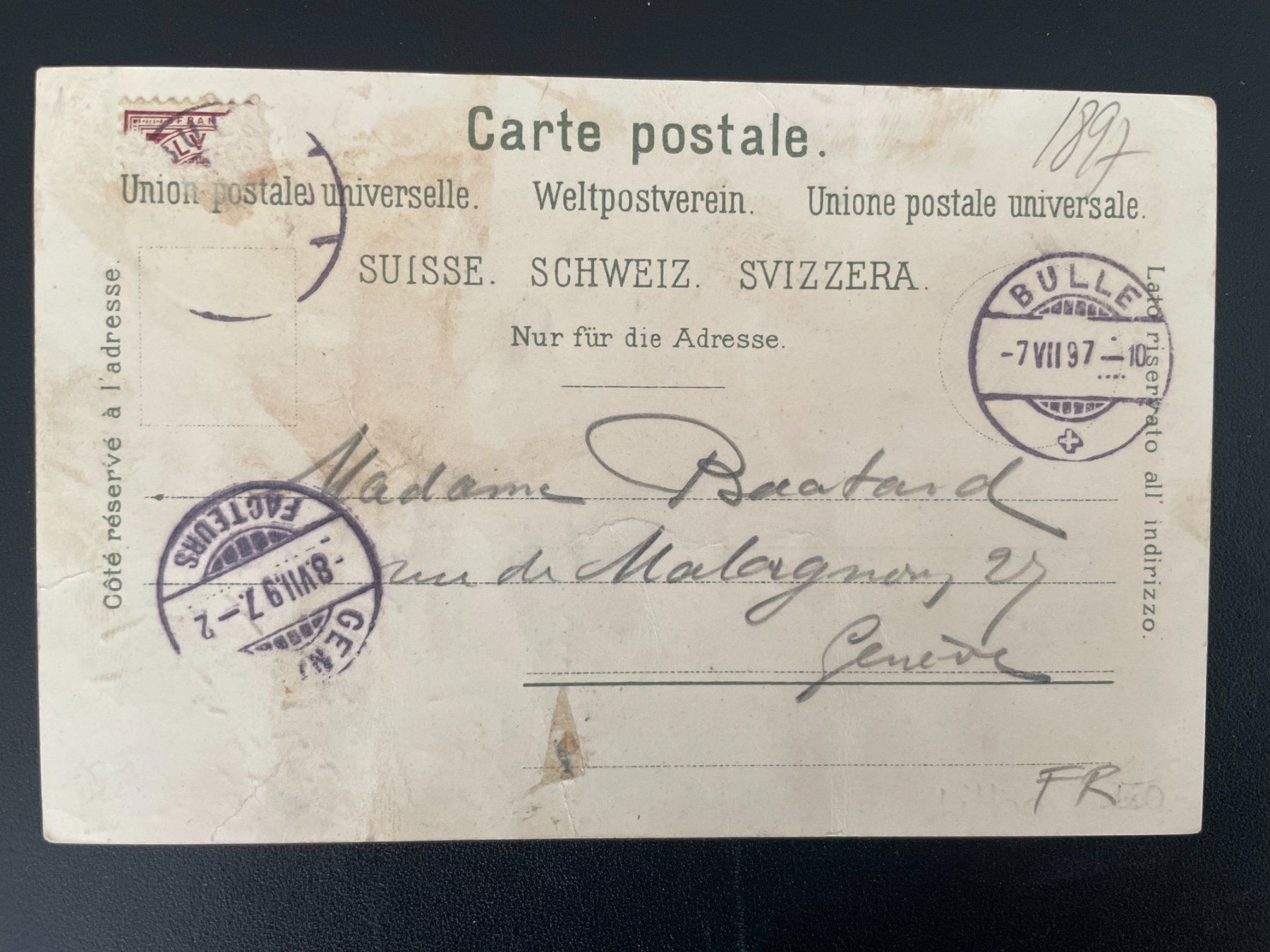 Cartoline postali: AK FR Litho Souvenier de Bulle 1897 – Difettoso da Thal venduto da Danny82 1