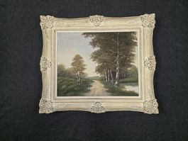 Ölgemälde Landschaft – Signiert  – mit  Vitange Rahmen