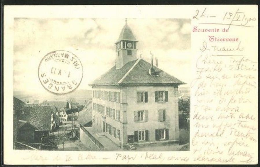 Cartoline postali: Souvenir de Thierrens, circulée 1900 – Usato da Frauenfeld venduto da POML