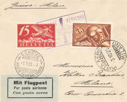 Schweiz Flugpost Brief 1925 Genf Mailand Schweiz Italien