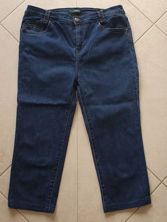 Bequeme 7/8 Jeans mit Strass-Deko und Elastbund Gr. 42