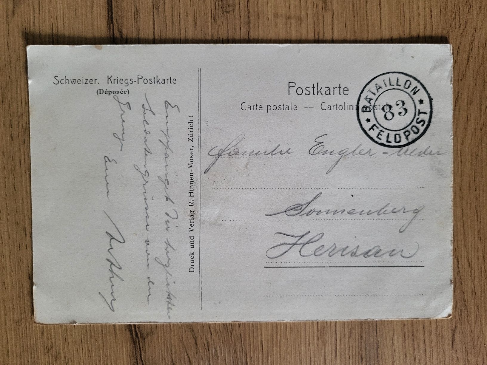 Cartoline postali: Alte Ansichtskarte Schweiz Feldpost Feldküche Battaillon 83 – Usato da Allschwil venduto da Uhrenbinz 1