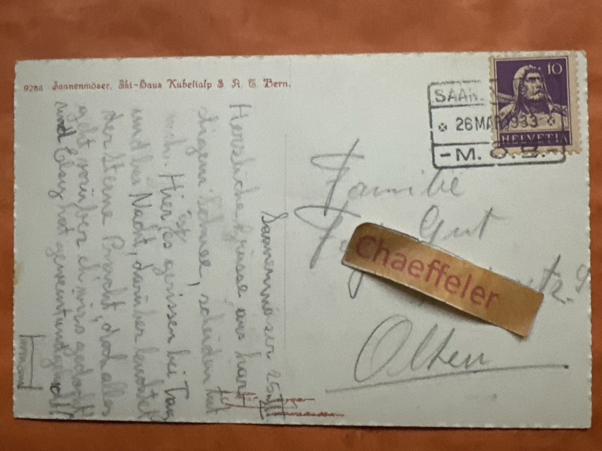 Cartoline postali: Alte Ansichtskarte, Saanenmöser, 1933, Winter – Usato da Zürich venduto da Chaeffeler 1
