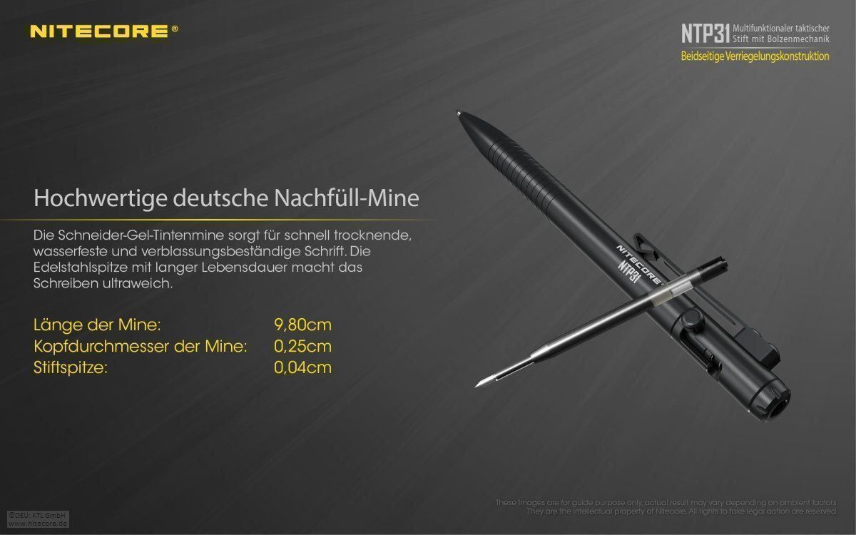 Penna & Evidenziatori: Tactical Pen NiteCore NTP31 aus Alu – Nuovo e nell'imballaggio originale da Grüningen venduto da Prolumin 6